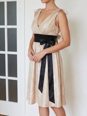 BCBG Paris Champagne Gold and Black Vintage Cocktail Dress